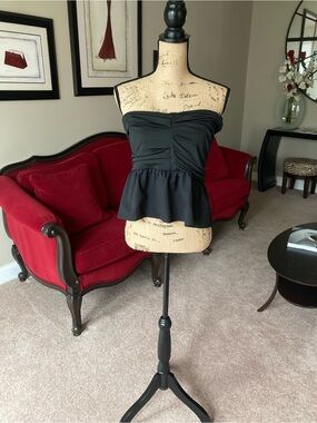 Black Strapless Peplum Top